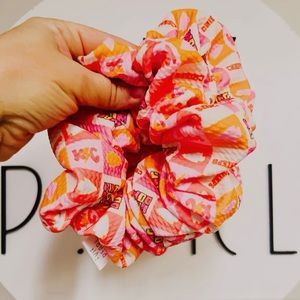Pink KC Chiefs Football Scrunchie